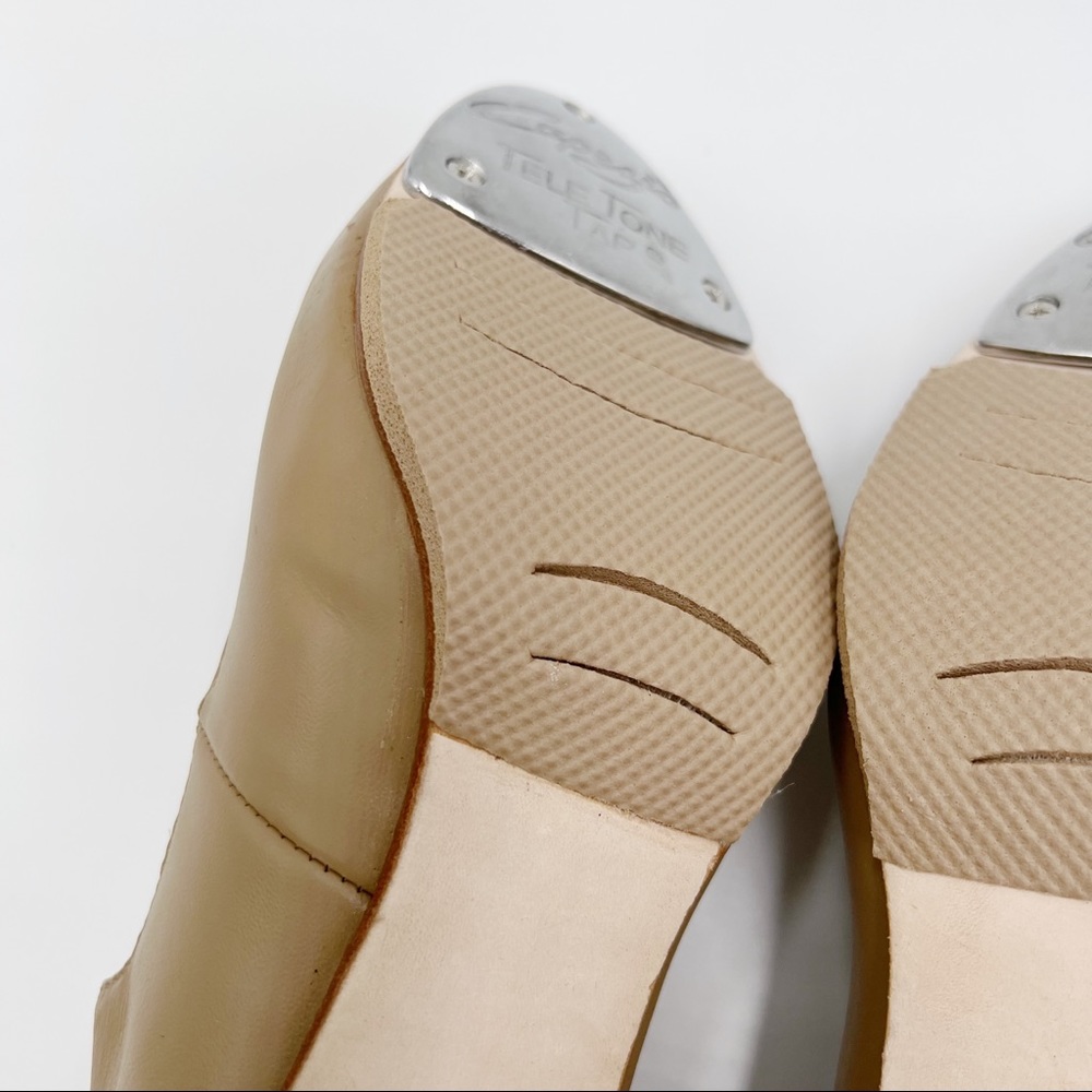 8.5W 8.5 WIDE Capezio # 657 Manhattan Xtreme Caramel Leather Tap Dance Shoes - Picture 10 of 14